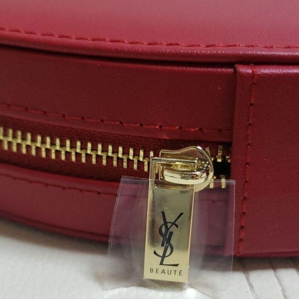 YSL 100% Authentic Faux Leather Hard Side Red Lip-Shape Makeup Case Brush Holder - Picture 4 of 14